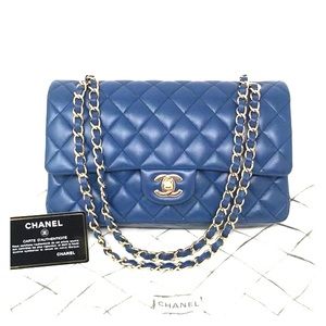Chanel Classic Flap Bag in Blue Lambskin GHW